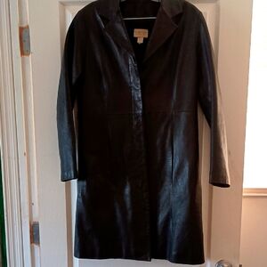 Cache Black Leather Coat
